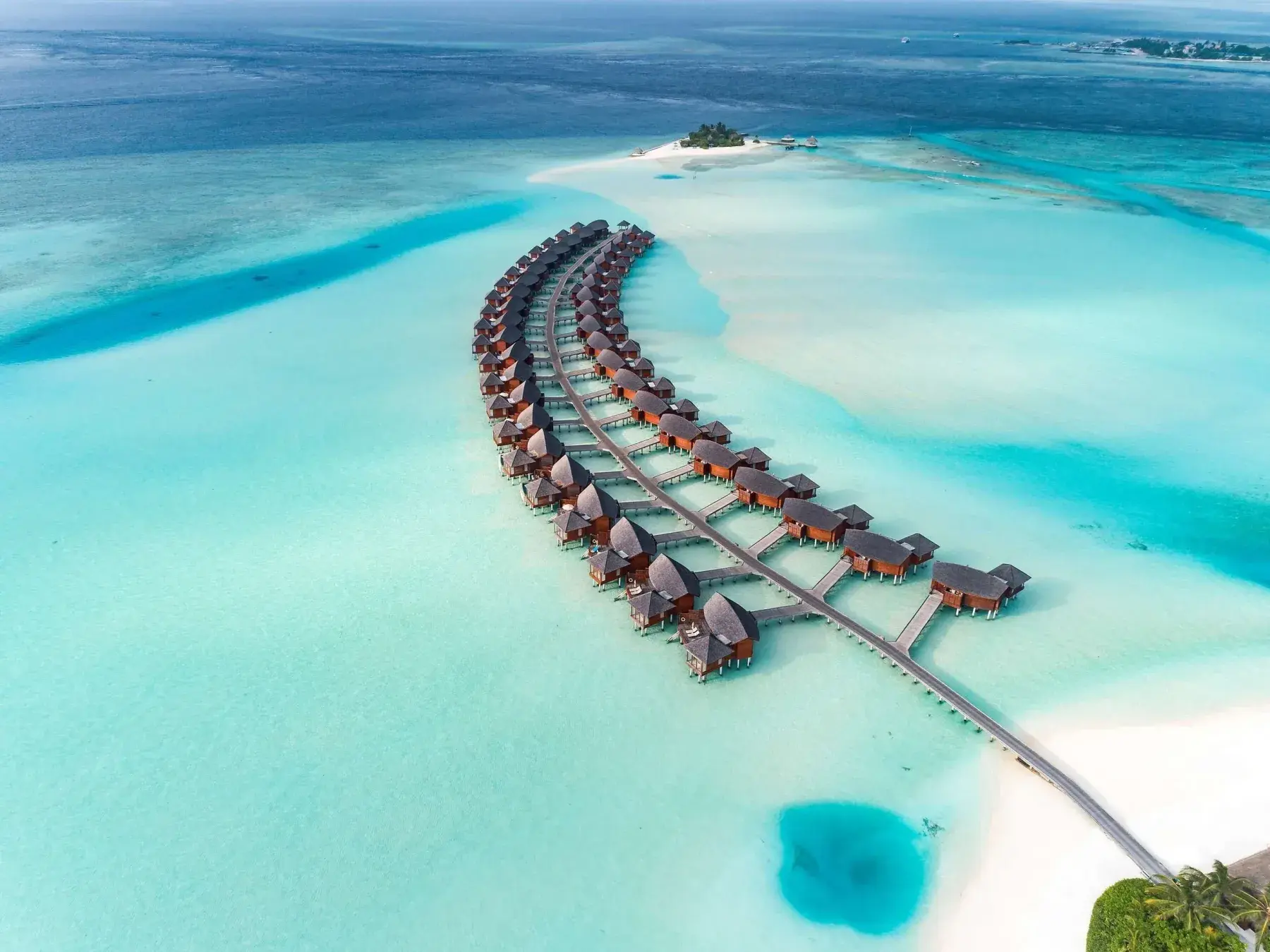 Overwater bungalows in the Maldives
