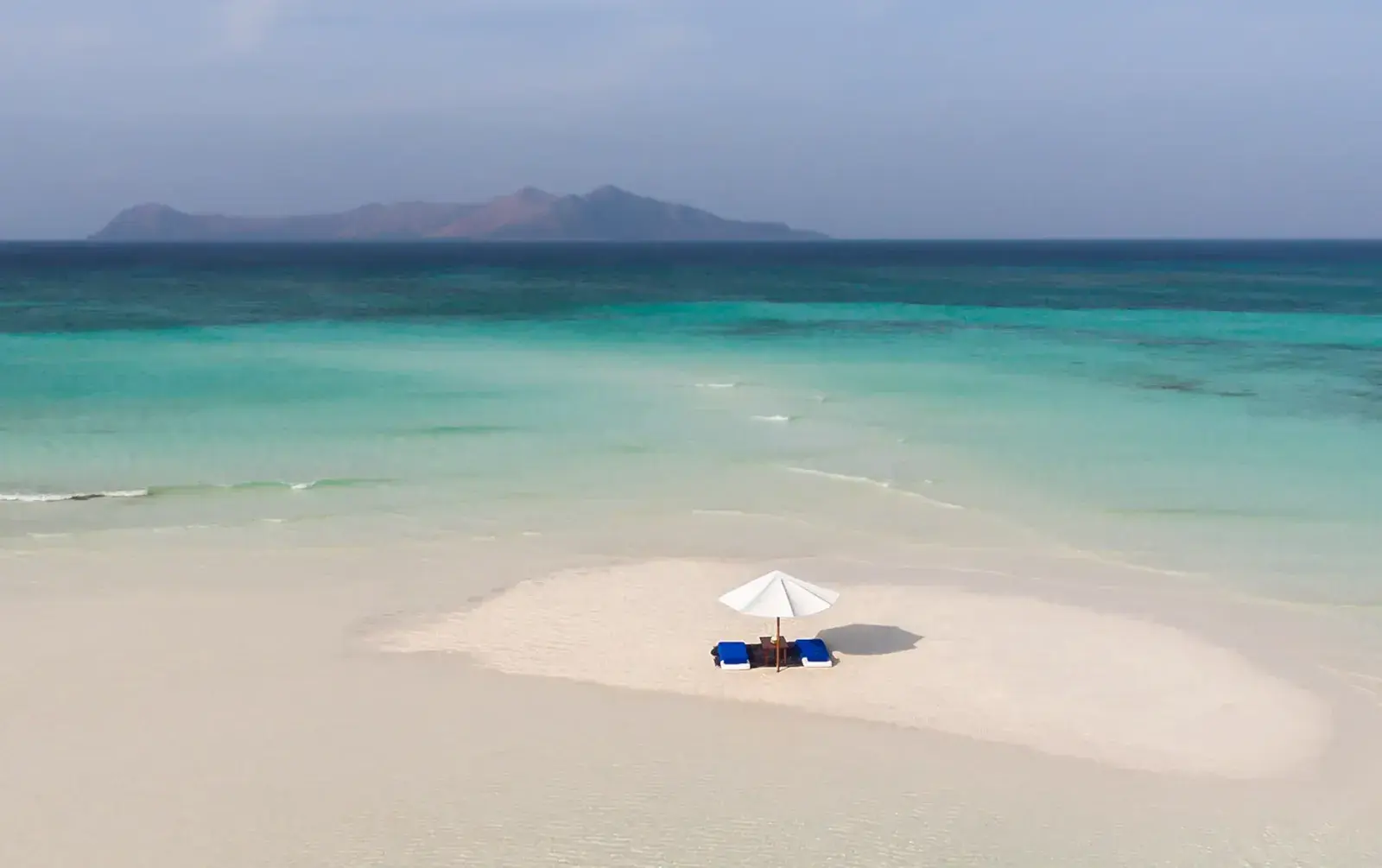Aerial view of Amanpulo island in the Philippines