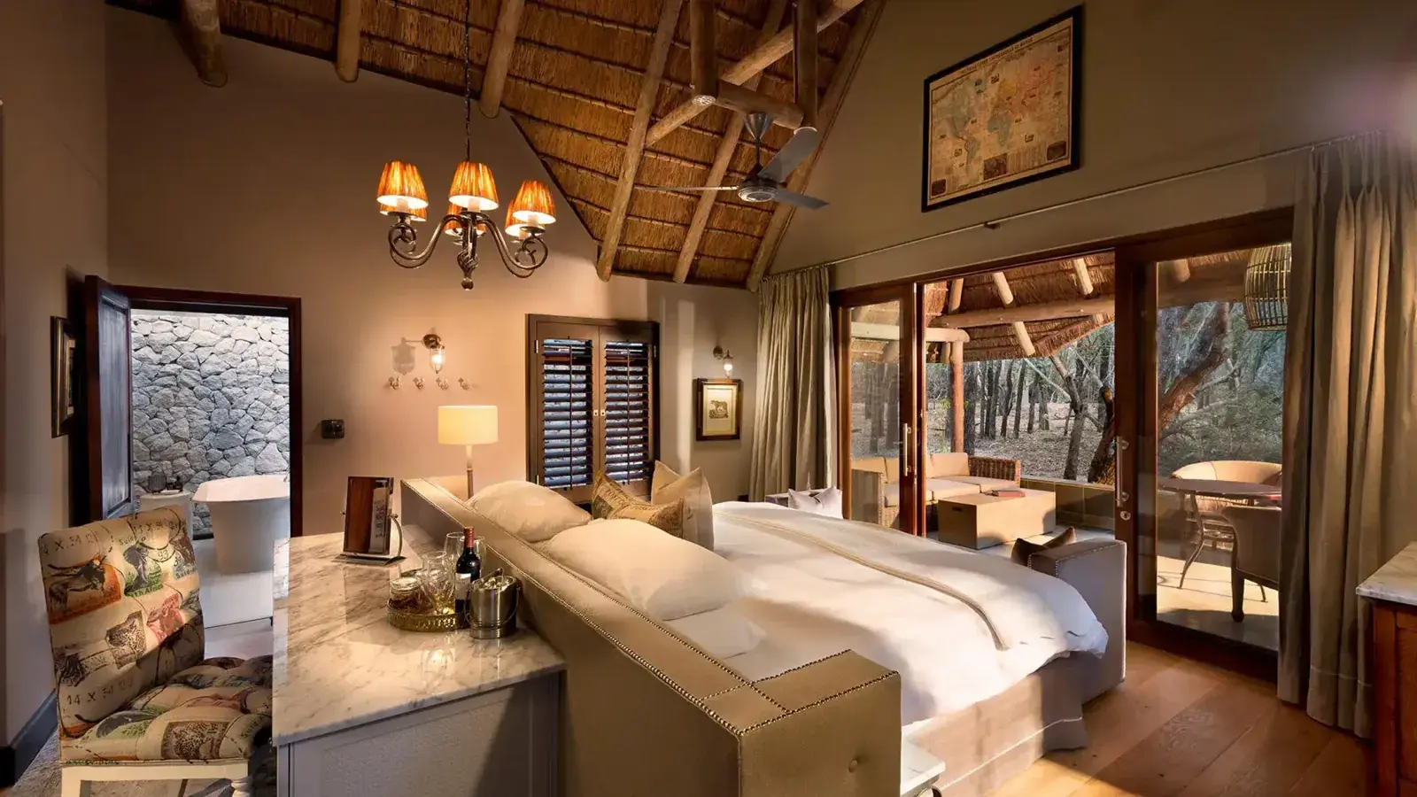 A room interior at &Beyond Ngala Safari Lodge