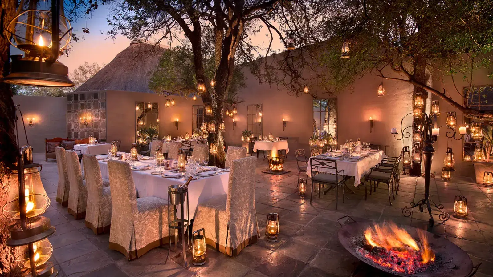 Sunset dining al fresco at &Beyond Ngala Safari Lodge