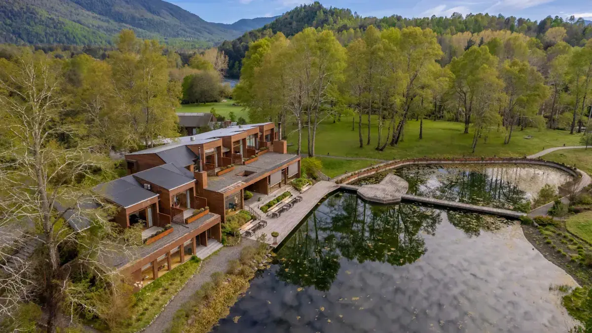 Aerial view of &Beyond Vira Vira Lodge in Chile