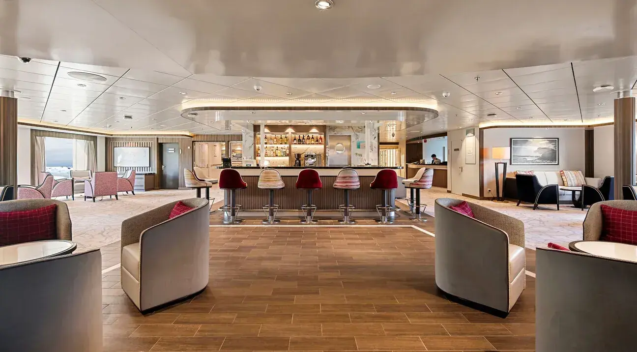 Douglas Mawson bar and lounge with floor-to-ceiling windows