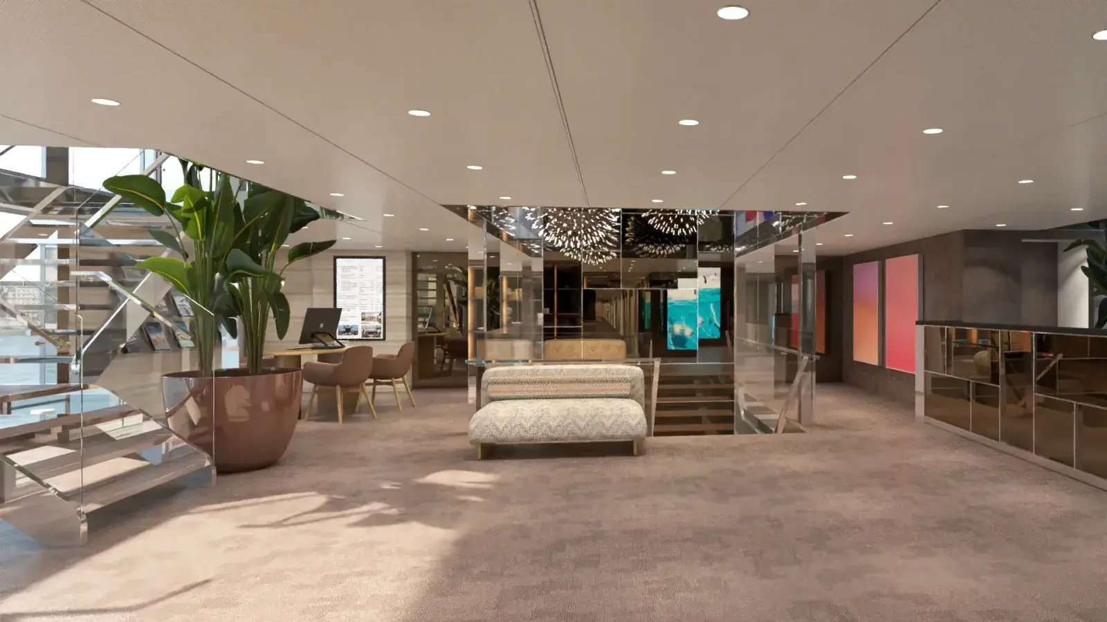The Emerald Astra European river cruise ship lobby