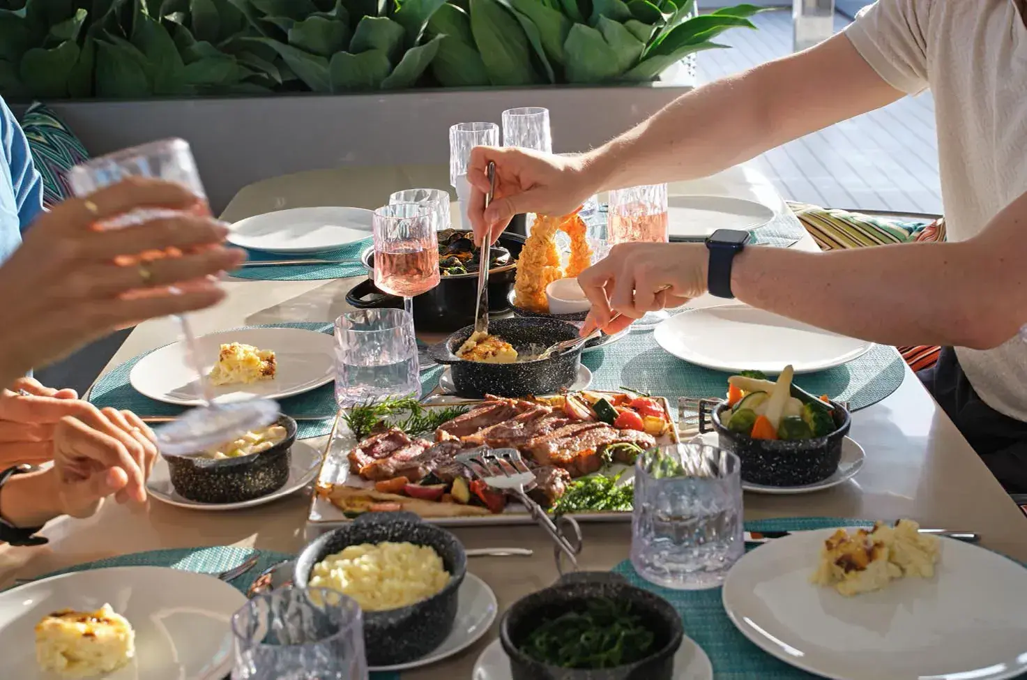 Emerald Azzurra yacht dining table with food