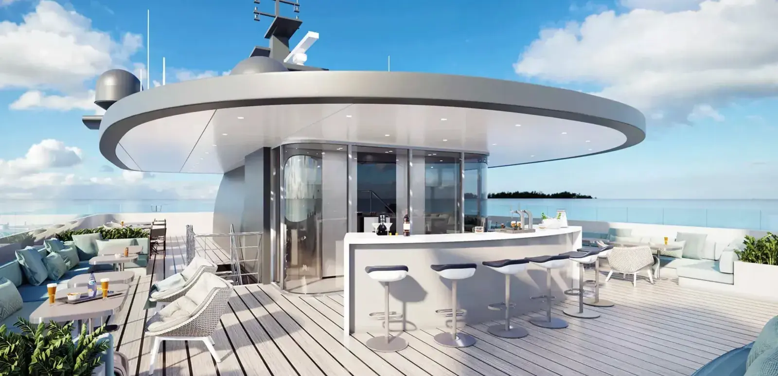 Emerald Sakara luxury yacht sky deck