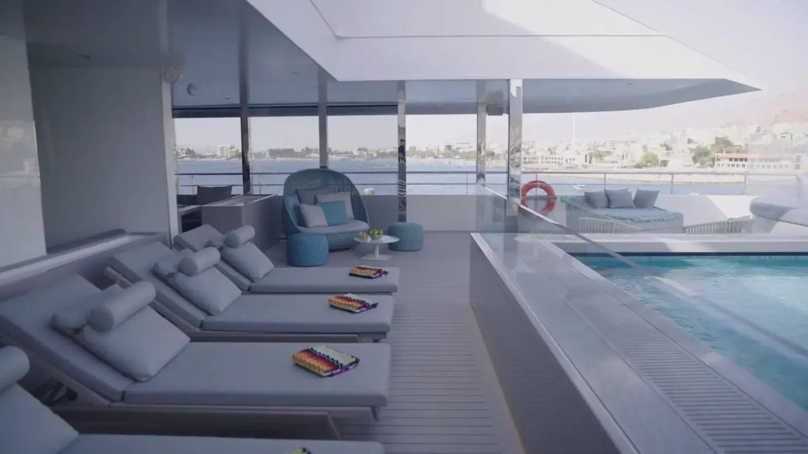 Emerald Sakara luxury yacht pool deck