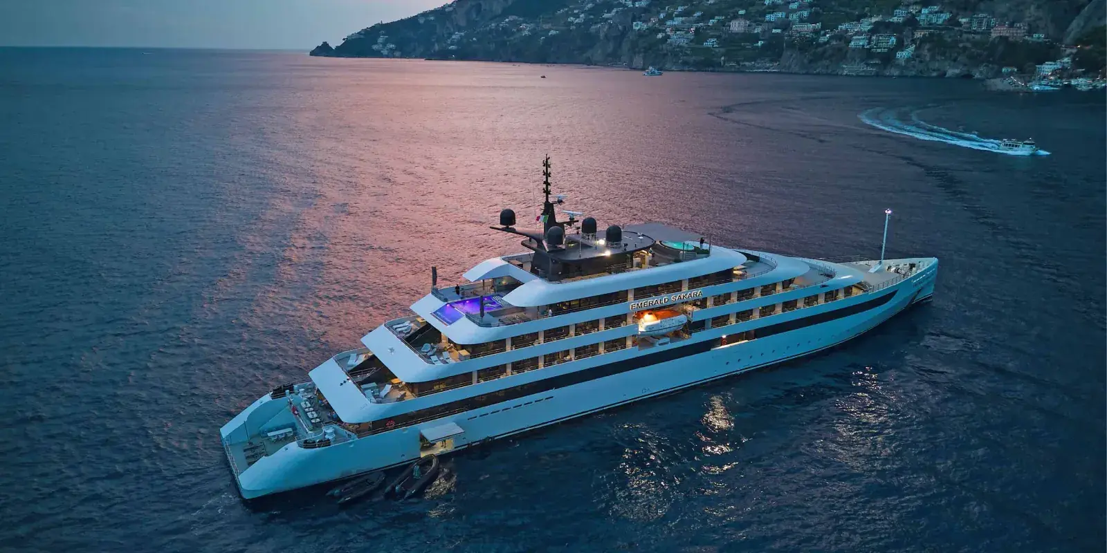 Emerald Sakara luxury yacht aerial
