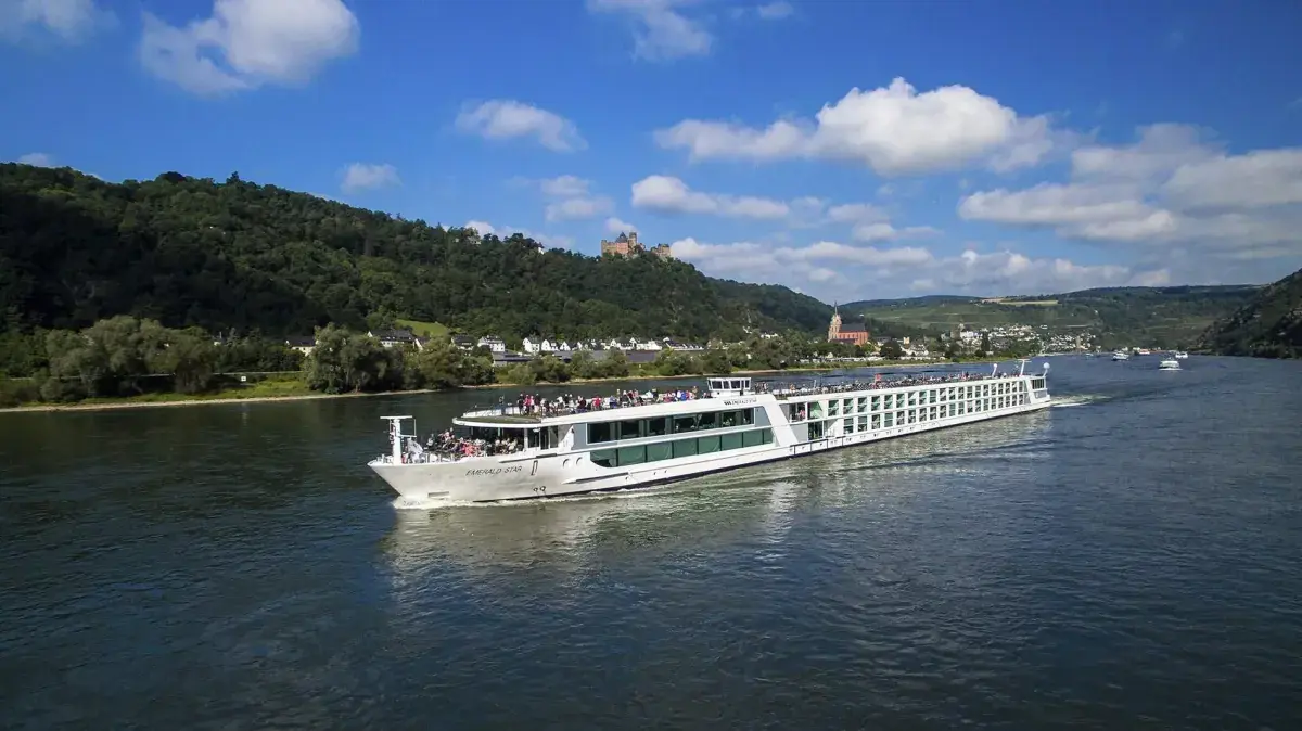 The Emerald Star river cruise ship sailing through Europe
