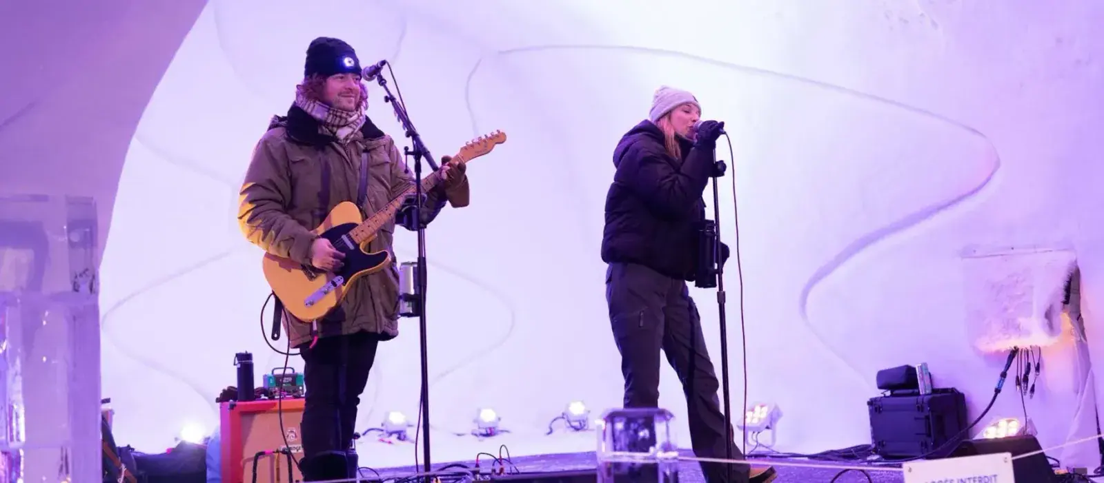 A band performs at the Hotel de Glace in Quebec City