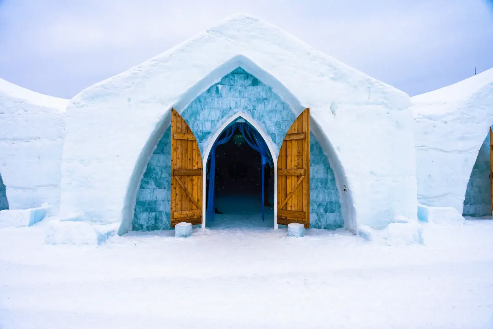 Open main doors at the Hotel de Glace in Quebec City