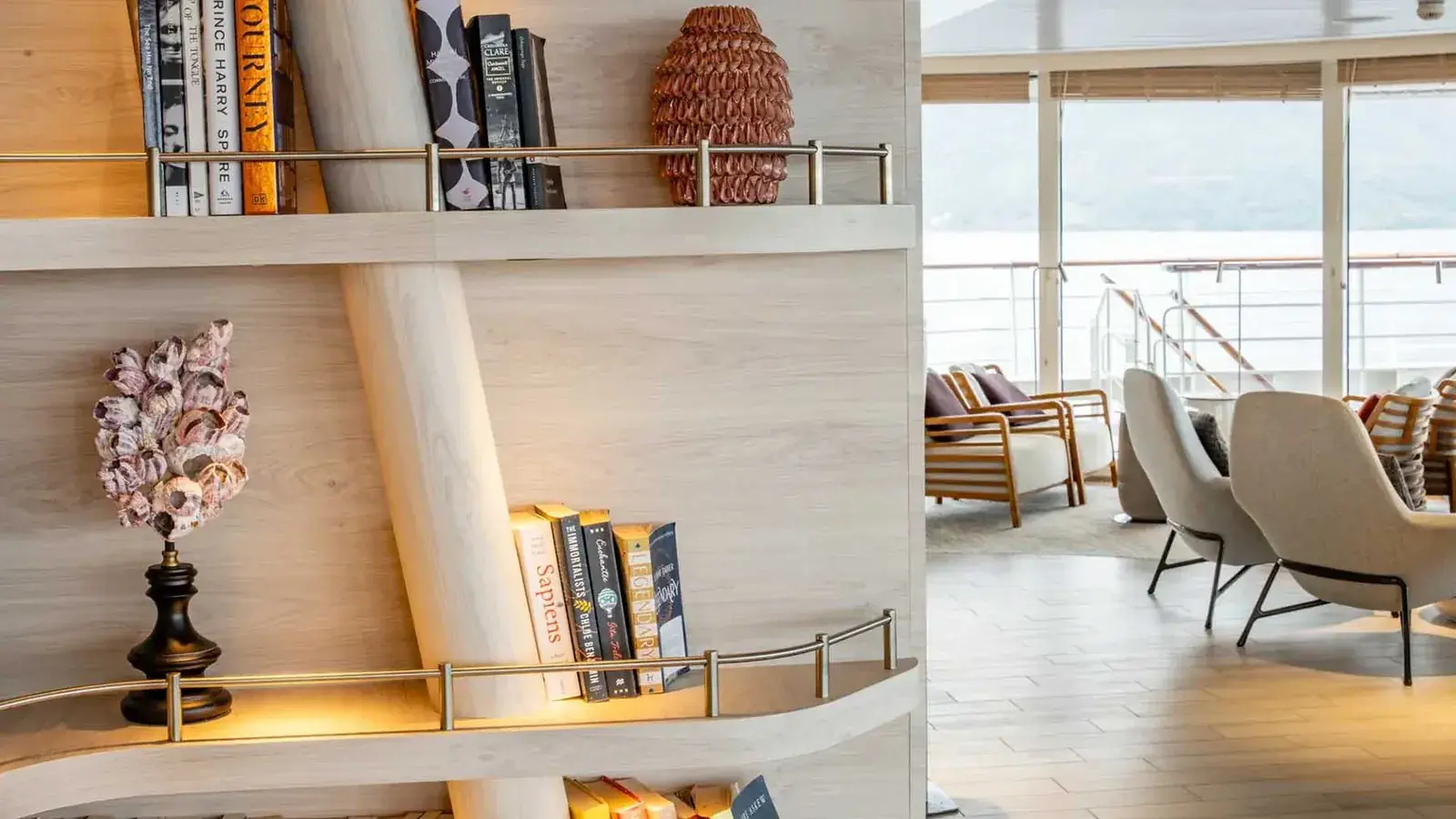 Ponant Explorer-class ship library lounge interior