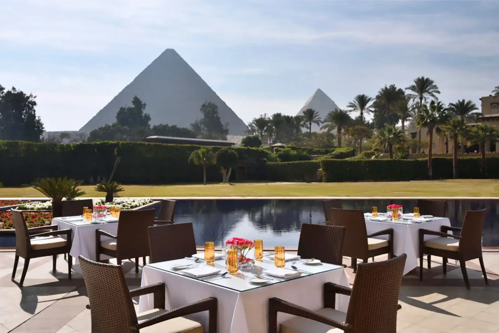 Pyramid views at the Marriott Mena House Cairo
