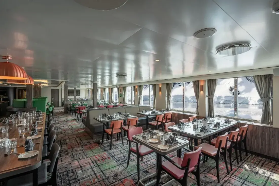 Dining room aboard MV Hondius