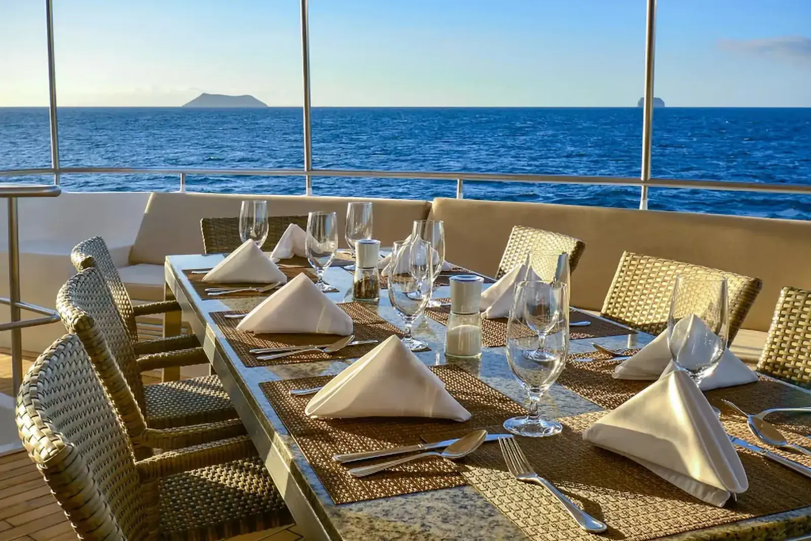 The National Geographic Delphina outdoor dining area