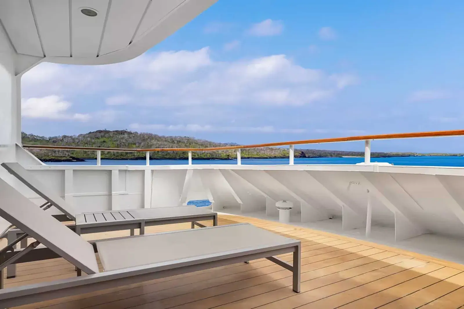Forward deck on the National Geographic Gemini expedition cruise ship