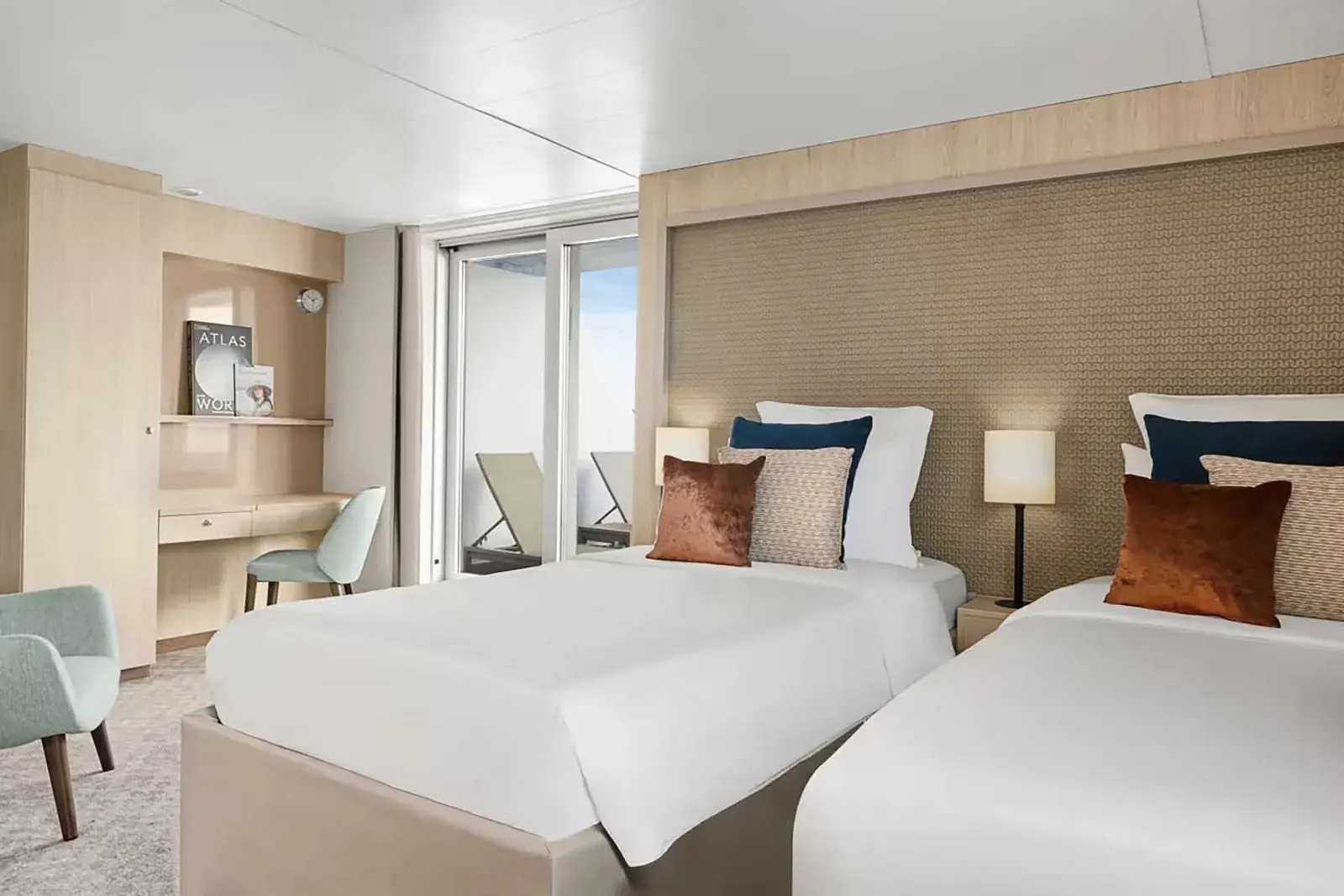 Cabin interior on the National Geographic Gemini expedition cruise ship