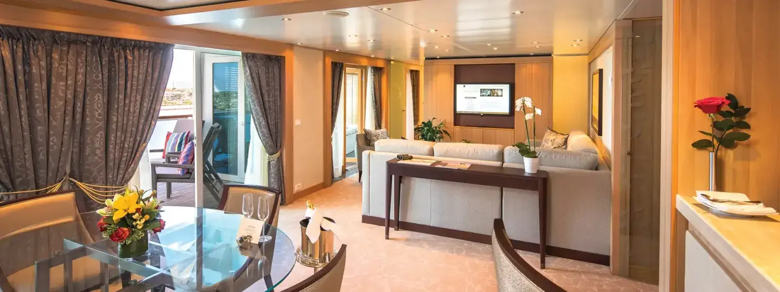 Suite interior on the Seabourn Ovation cruise ship