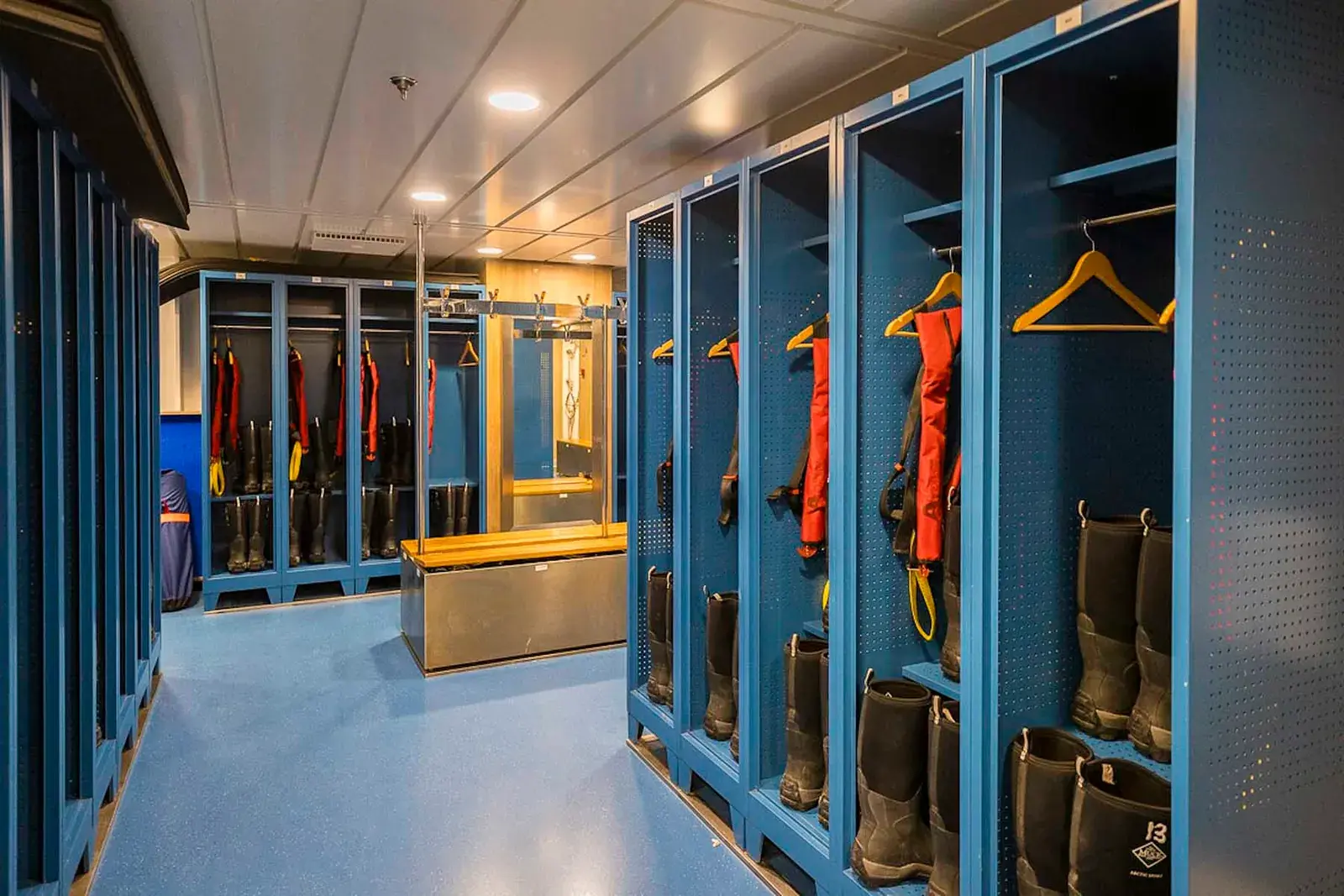 Sylvia Earle expedition mudroom and gear staging area