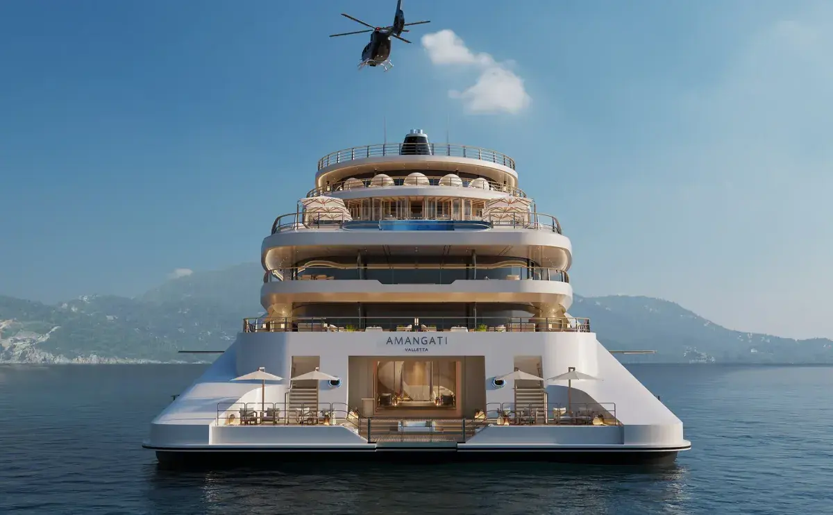 Aft view of the Amangati luxury yacht