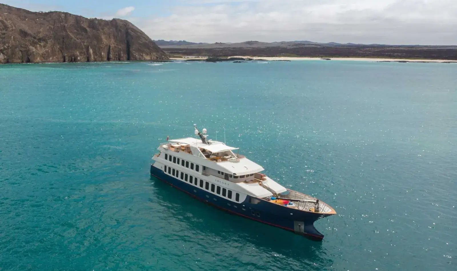 Aerial view of the Ecoventure Theory yacht