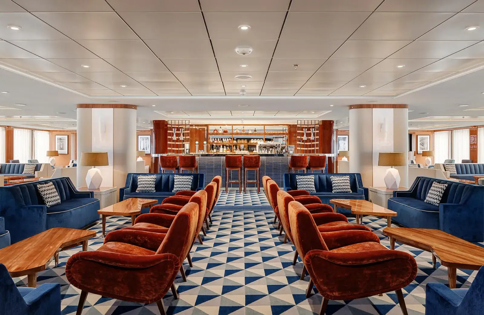Lounge on an Atlas Ocean Voyages cruise ship