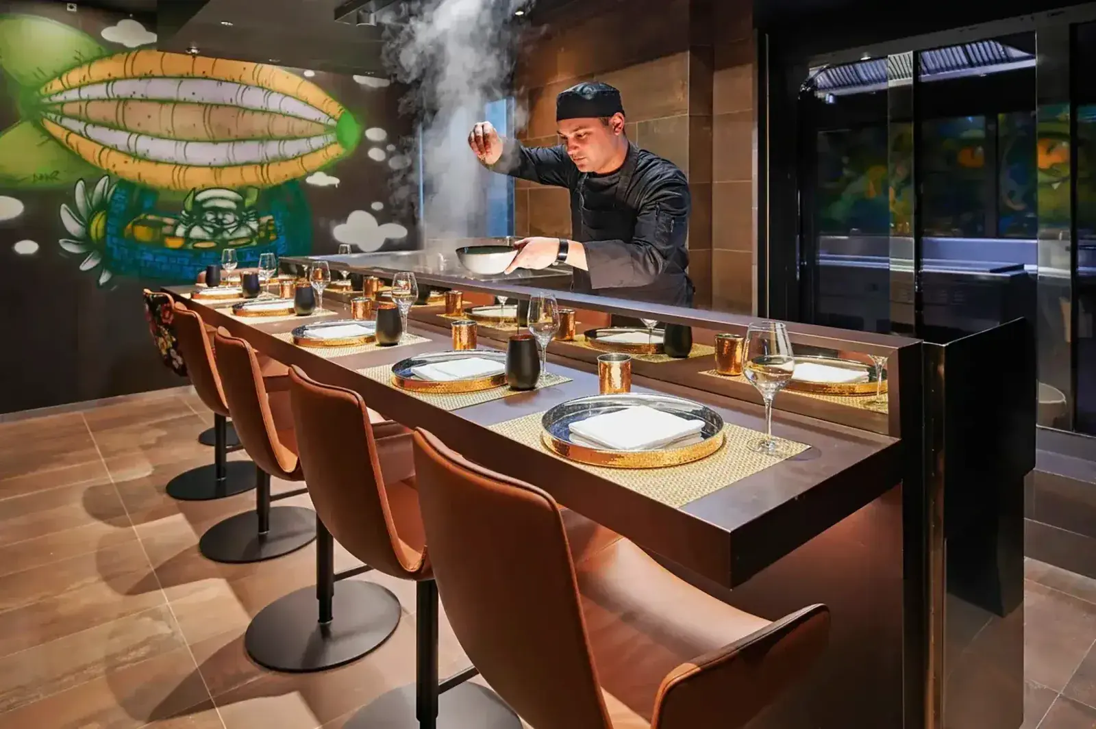 A chef at Koko's restaurant on the Scenic Eclipse II yacht