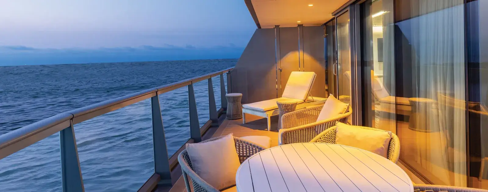 A suite veranda on a Silversea cruise ship