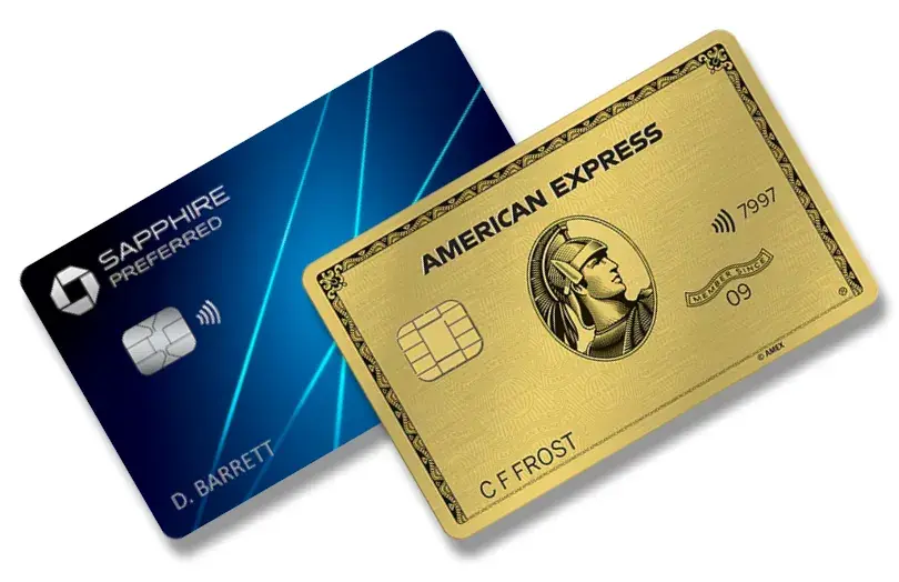 An American Express Gold Card and a Chase Sapphire Preferred card