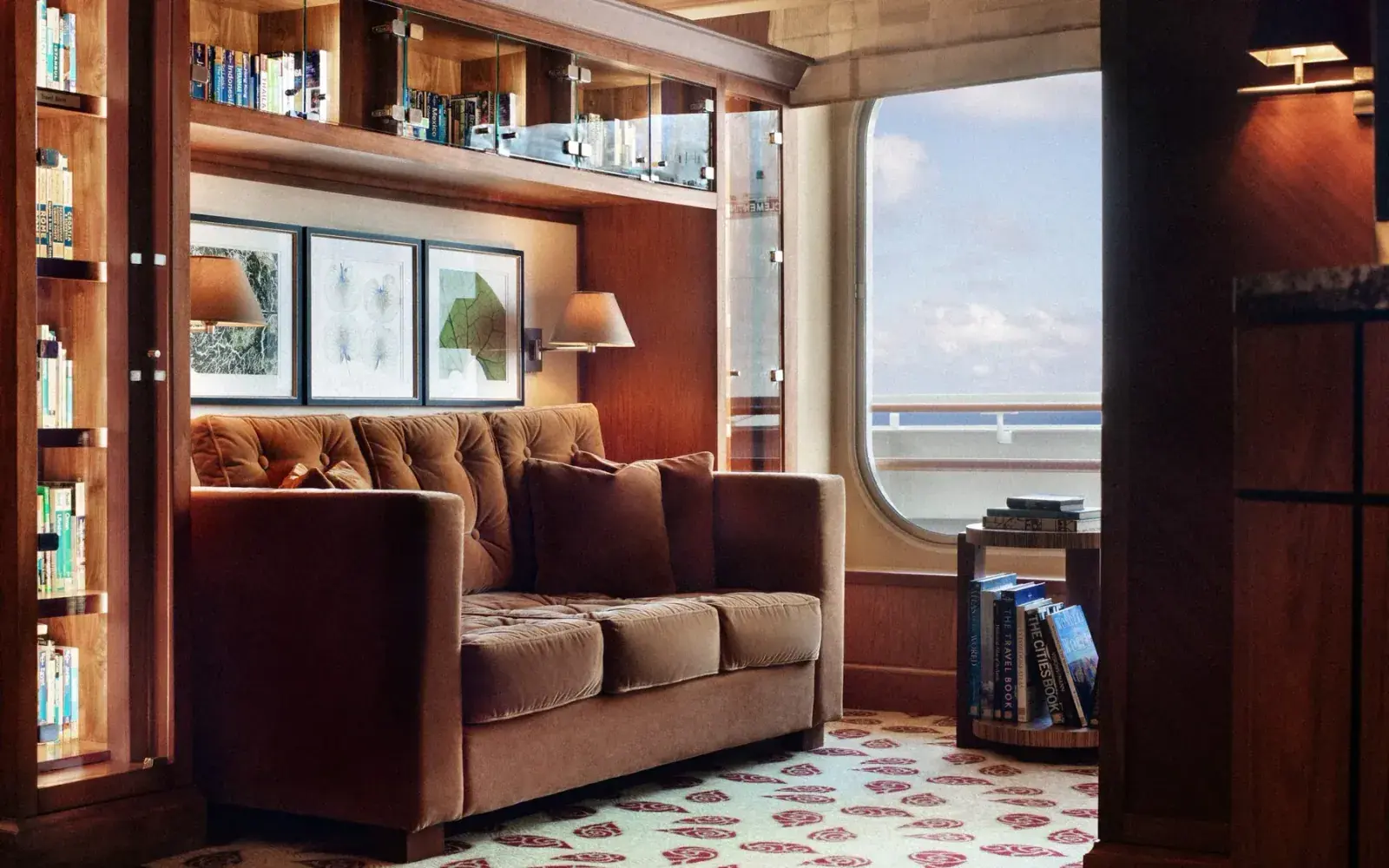 A sitting area on the Crystal Symphony cruise ship