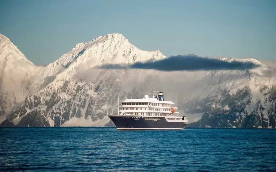 The Oceanwide MV Hondius expedition cruise ship in Antarctica