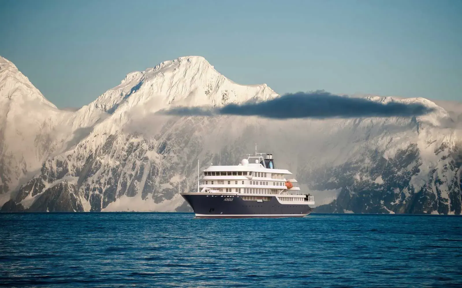 The Oceanwide MV Hondius expedition cruise ship in Antarctica