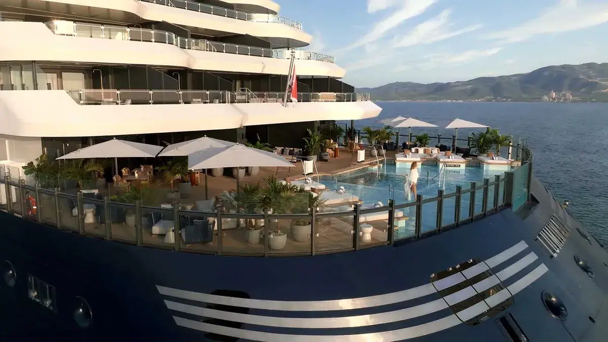 Aft pool deck on the Ritz-Carlton yacht Luminara