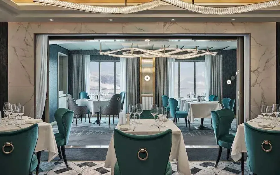 A dining area on a Silversea cruise ship