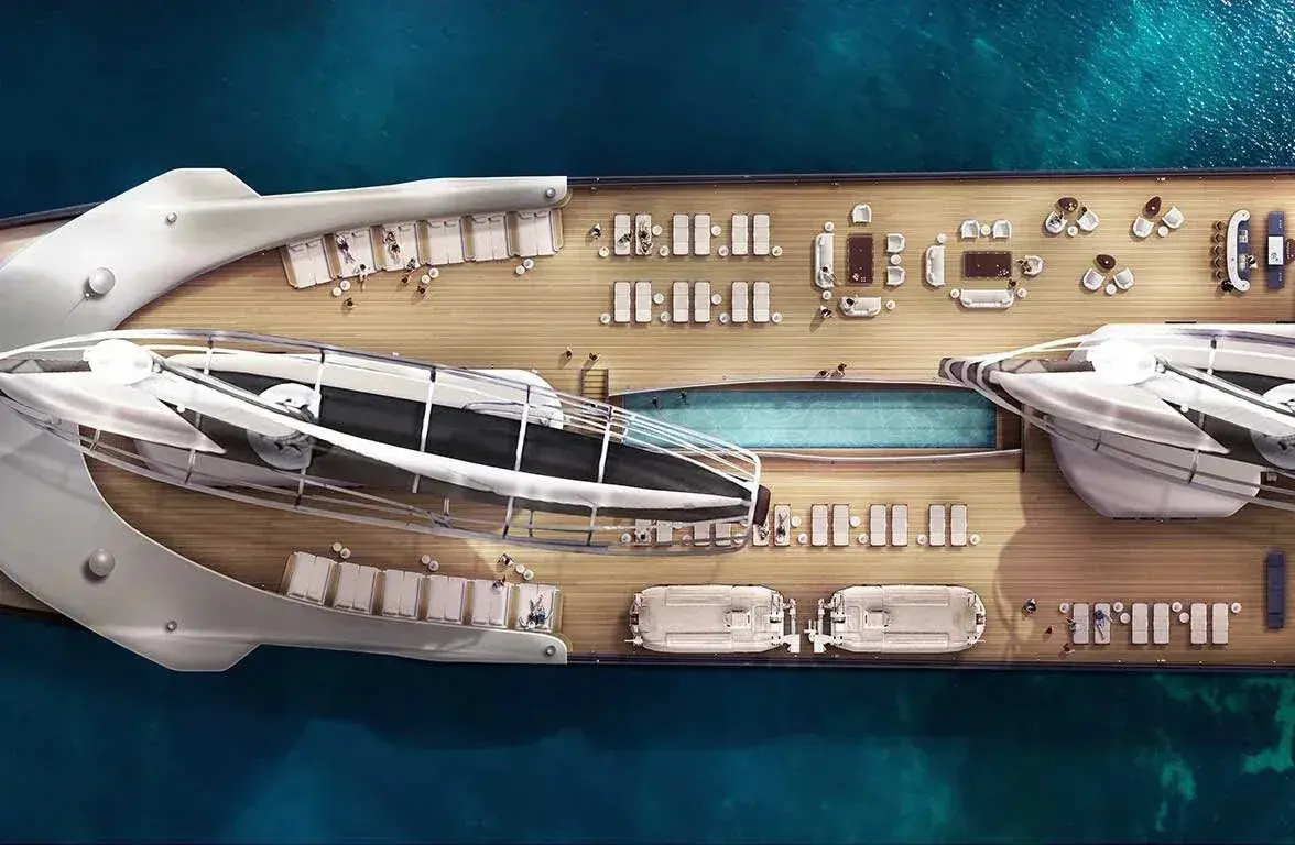 Birds eye view of the deck of the new Orient Express yacht