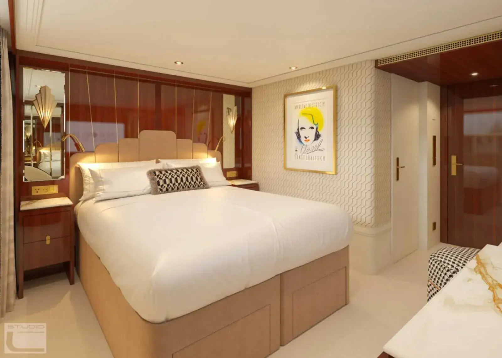 A Uniworld luxury river cruise ship stateroom