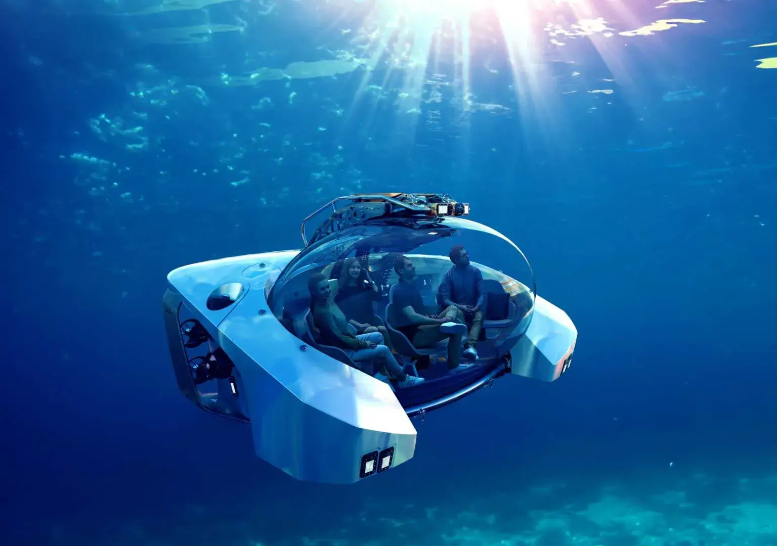 A recreational submarine in blue waters
