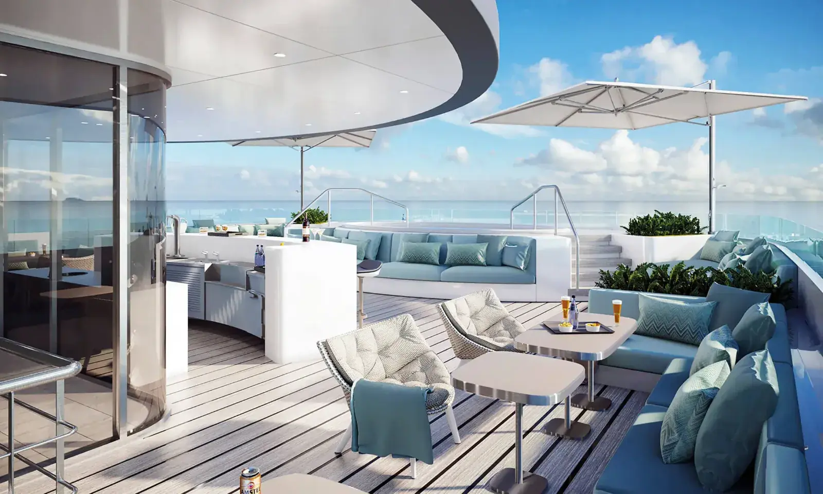 Sun deck on the Emerald Sakara luxury yacht