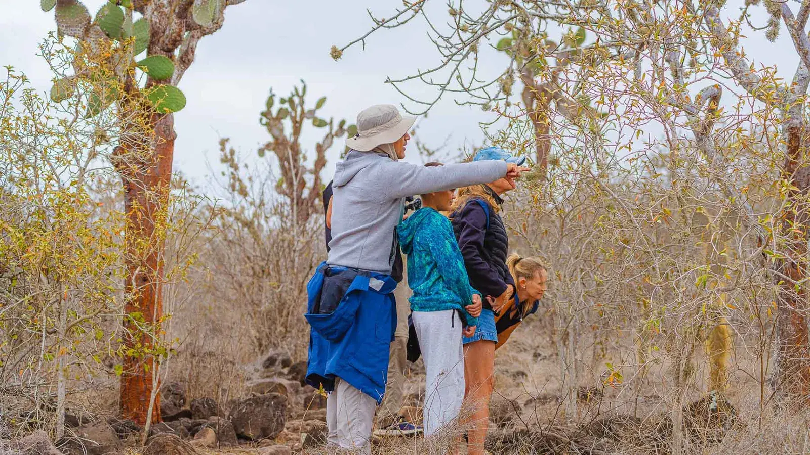 The Lockwood family gets local nature guidance in the Galápagos Islands