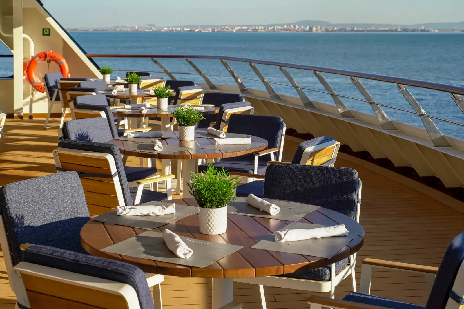 An Atlas cruise ship al fresco dining deck