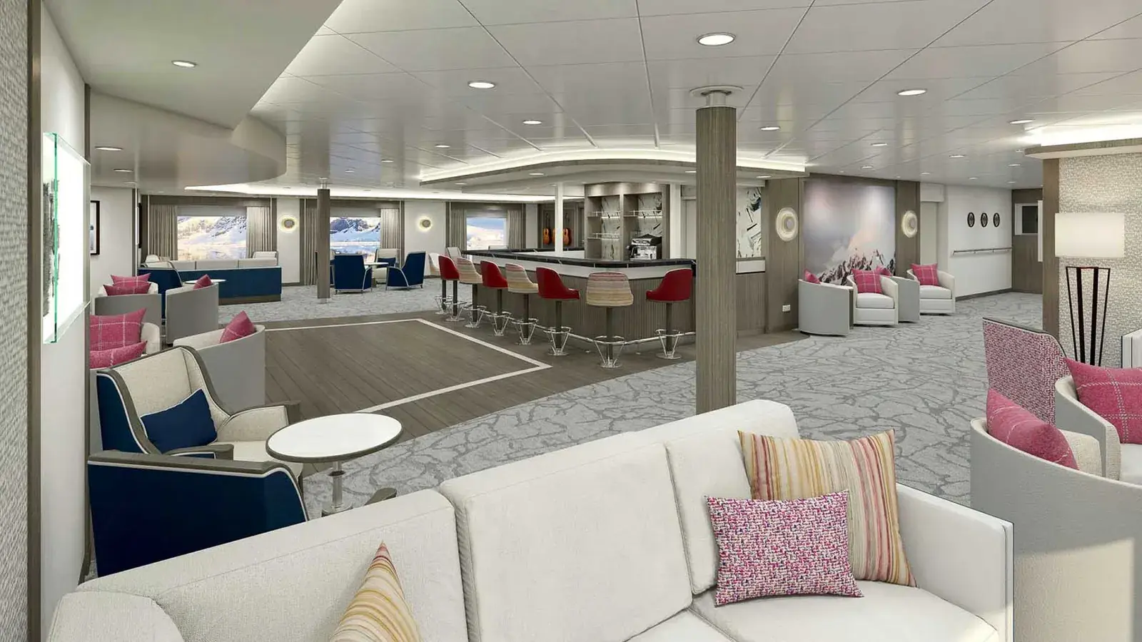 Aurora Expeditions cruise ship bar and lounge