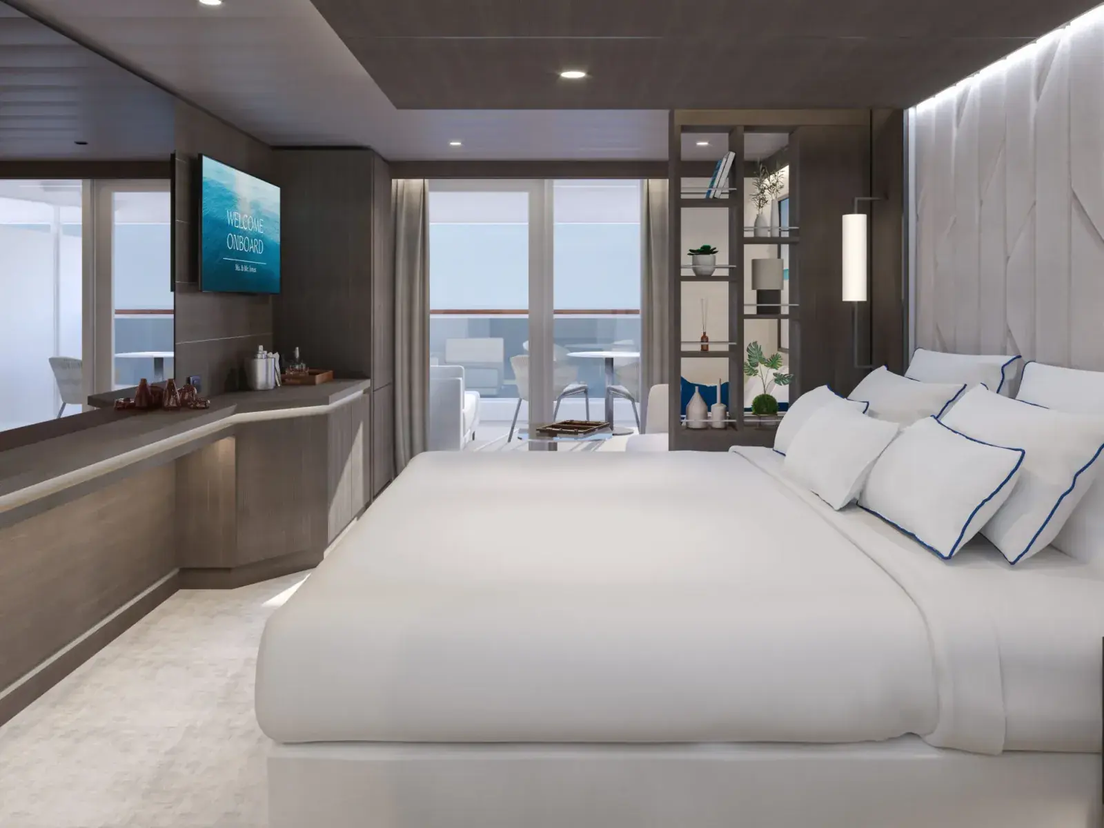An Explora Journeys cruise ship stateroom