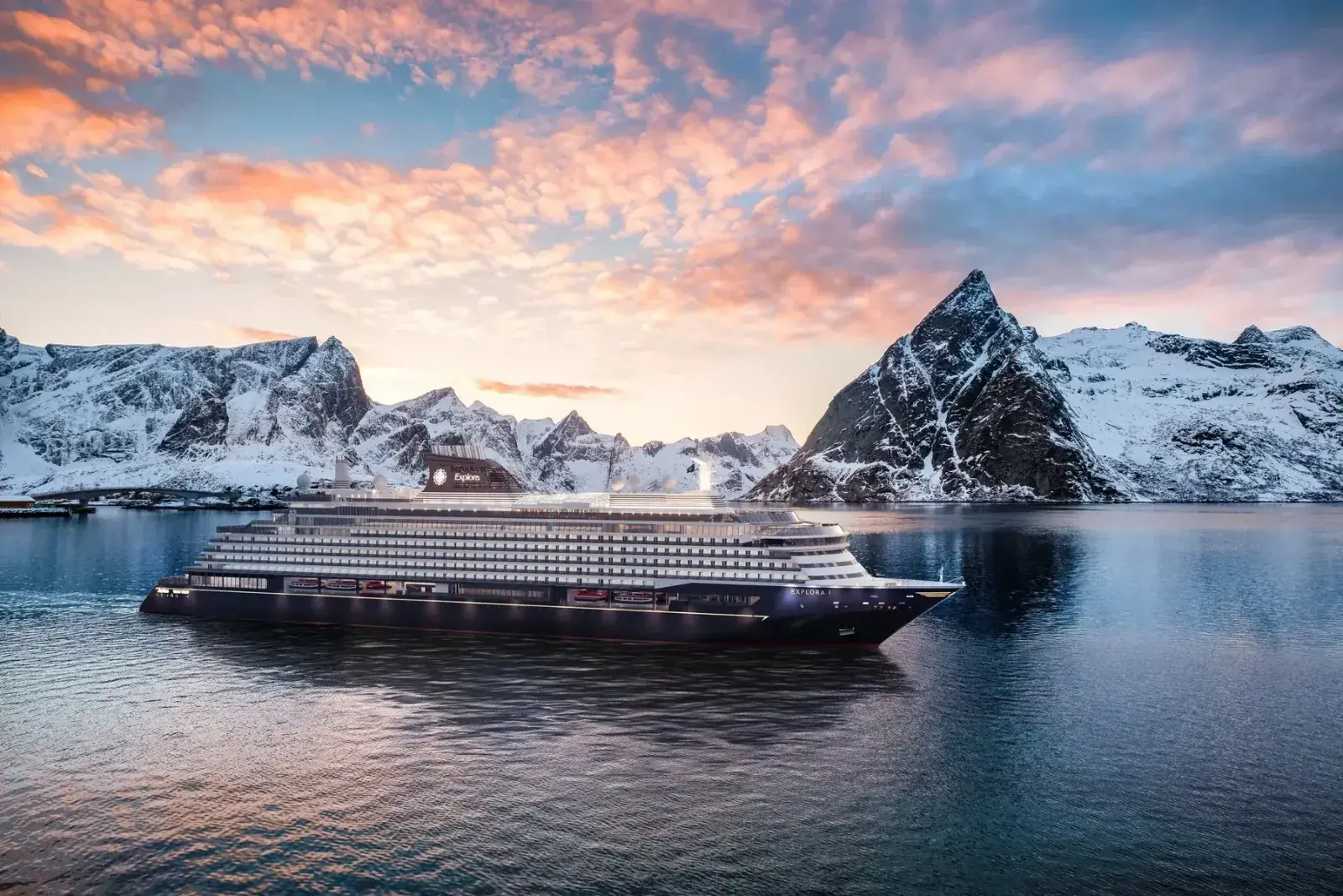 An Explora Journeys cruise ship in Antarctica