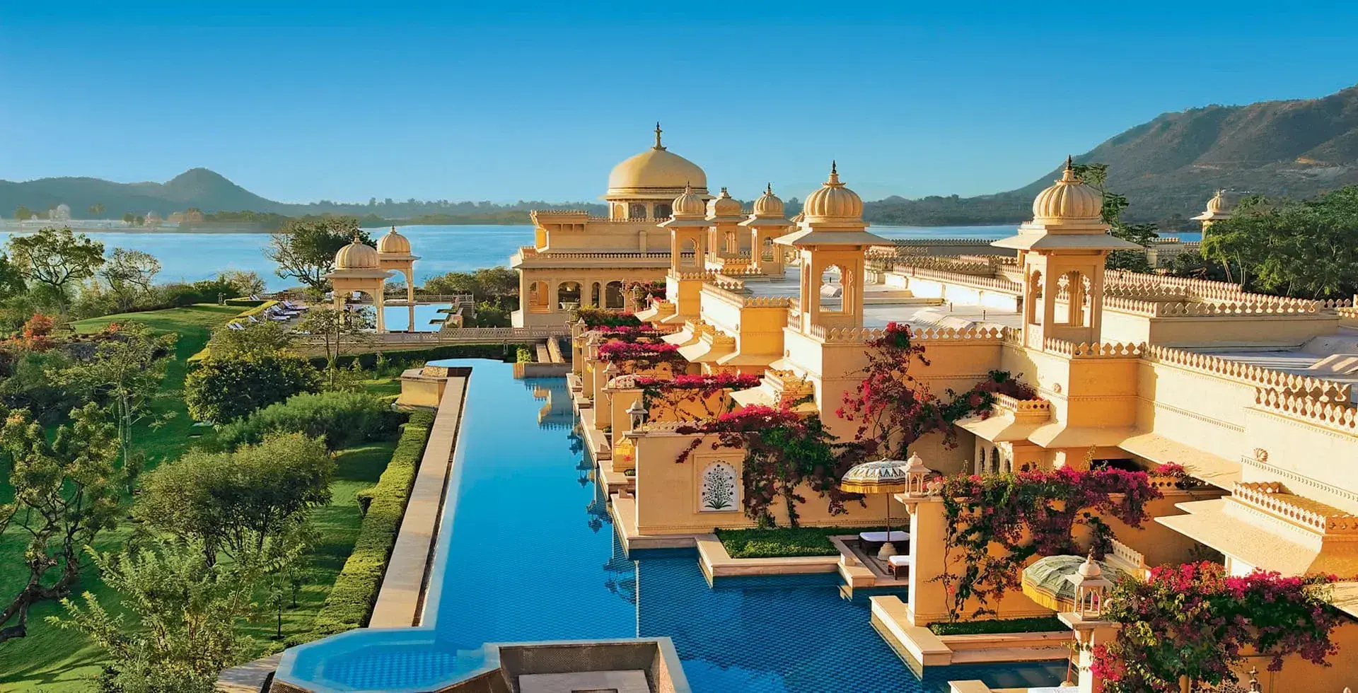 An Oberoi resort pool area