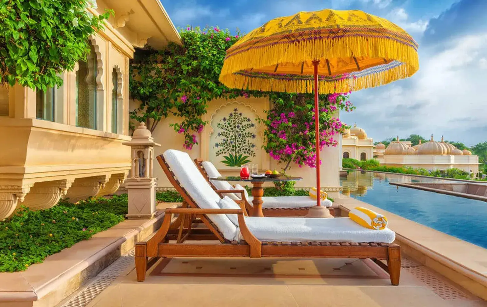 An Oberoi resort pool area