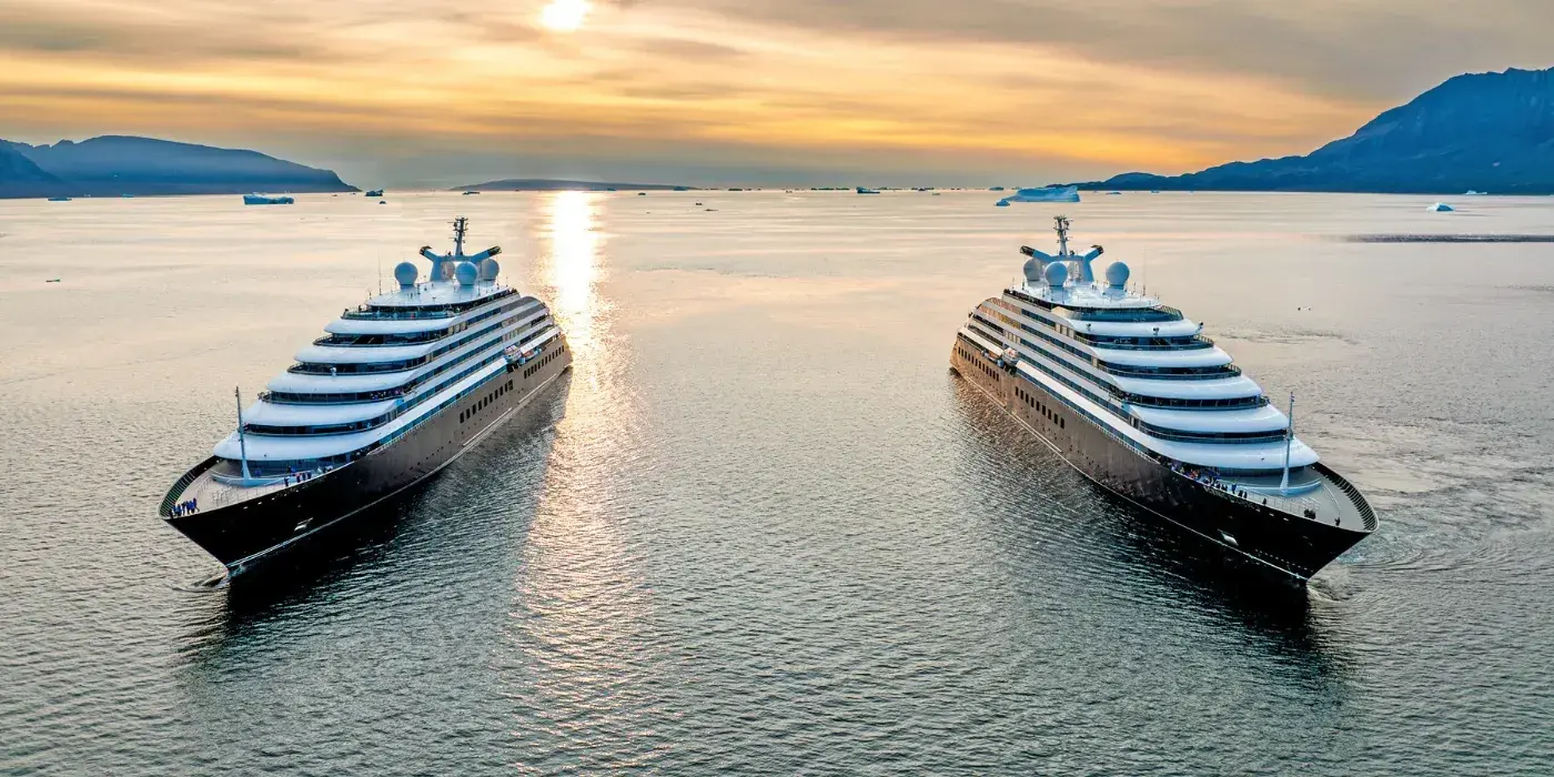 Two Scenic yachts anchored side by side