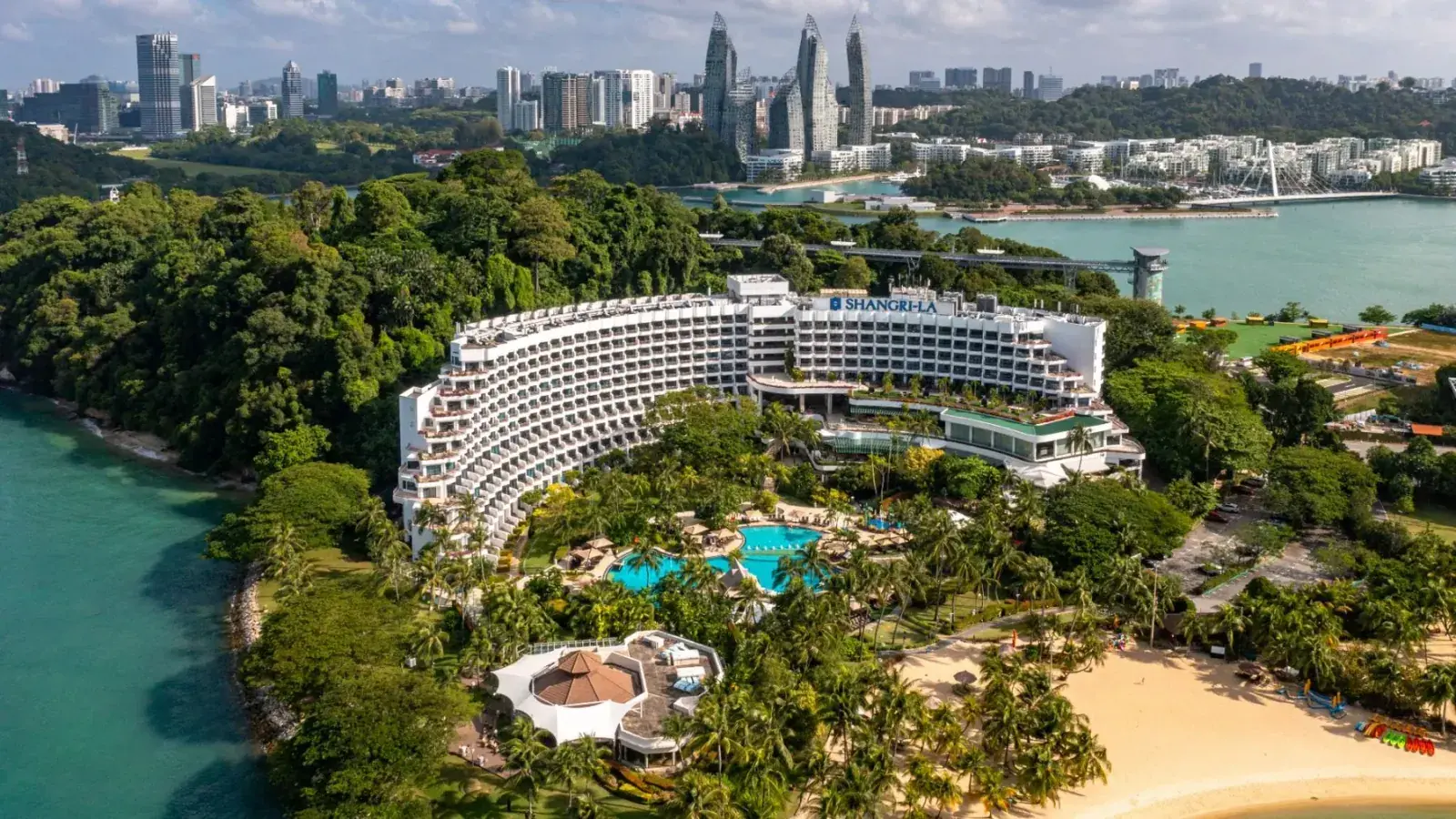 Overwater view of Shangri-La Singapore resort