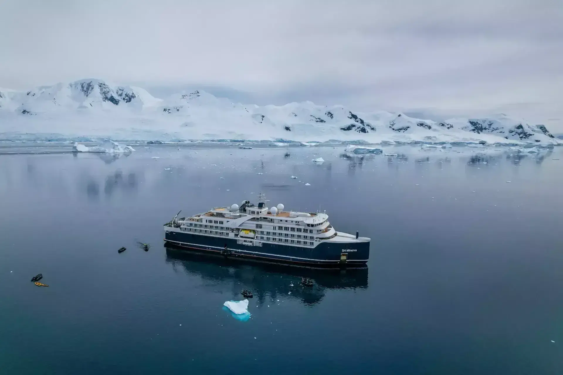 A Swan Hellenic cruise ship in Antarctica