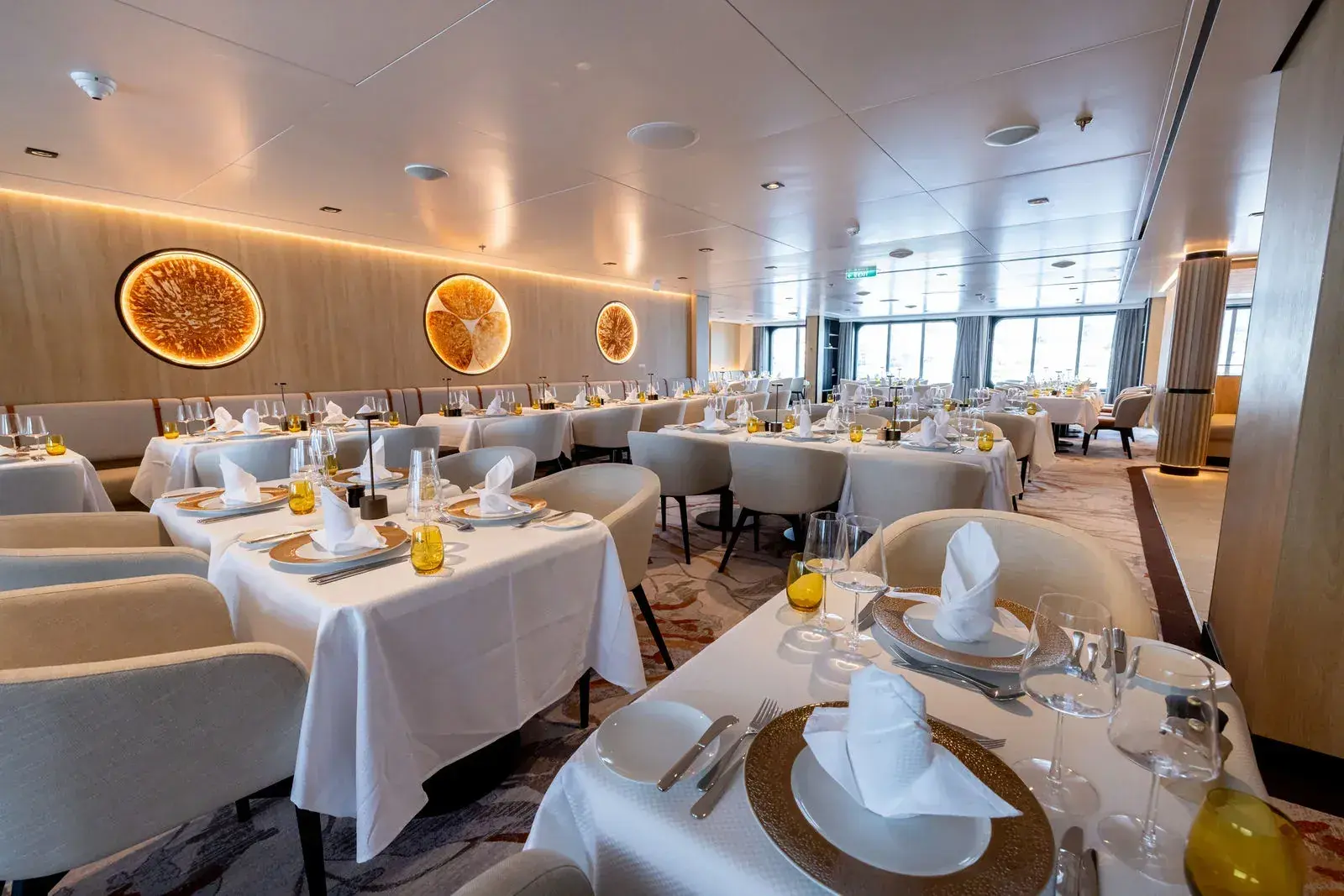 A Swan Hellenic cruise ship dining area interior