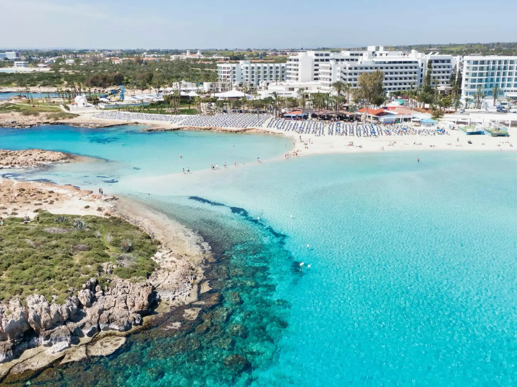 Aerial view of Nissi Beach in Cyprus