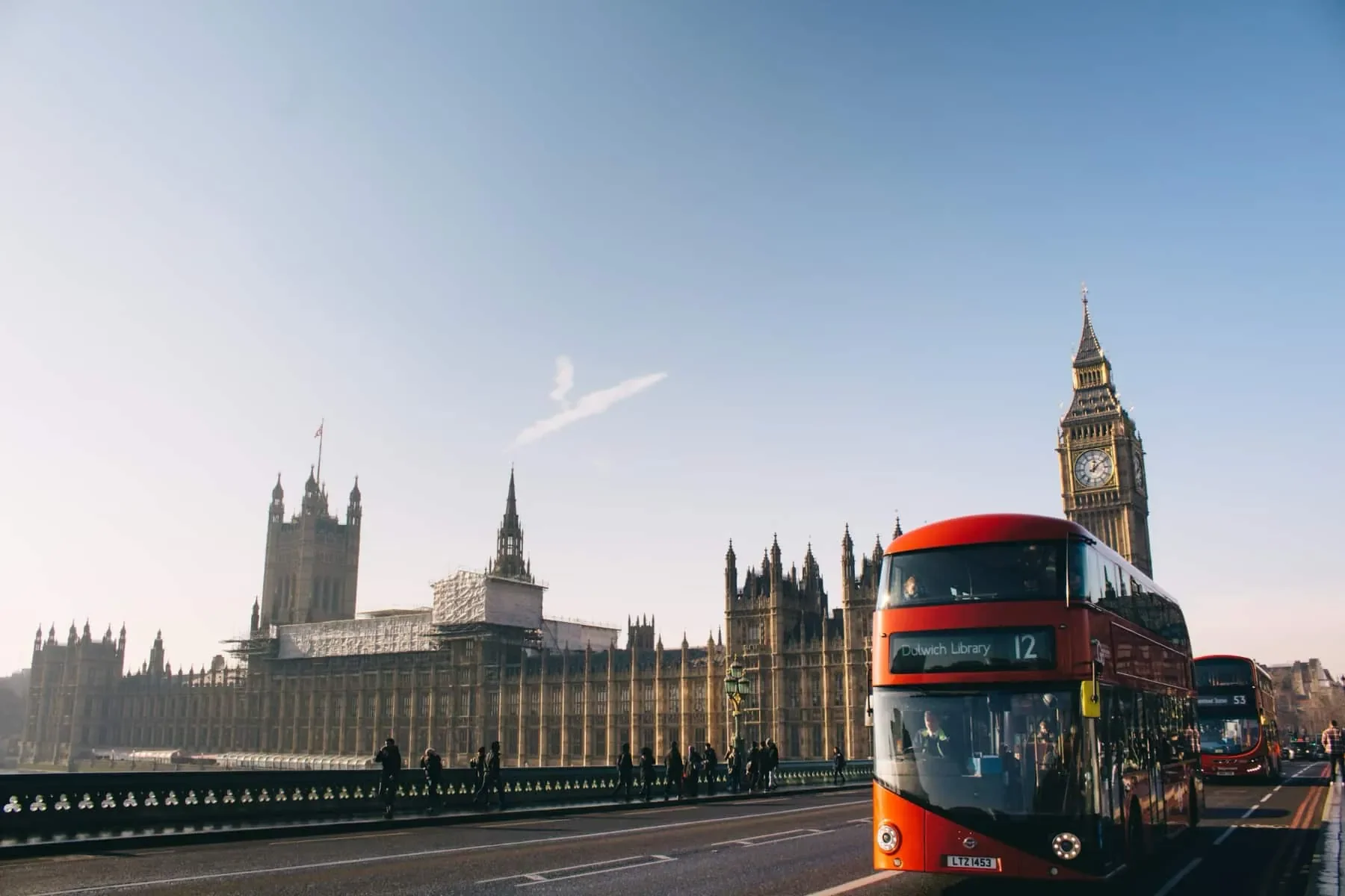 Big Ben and a double-decker bus in London